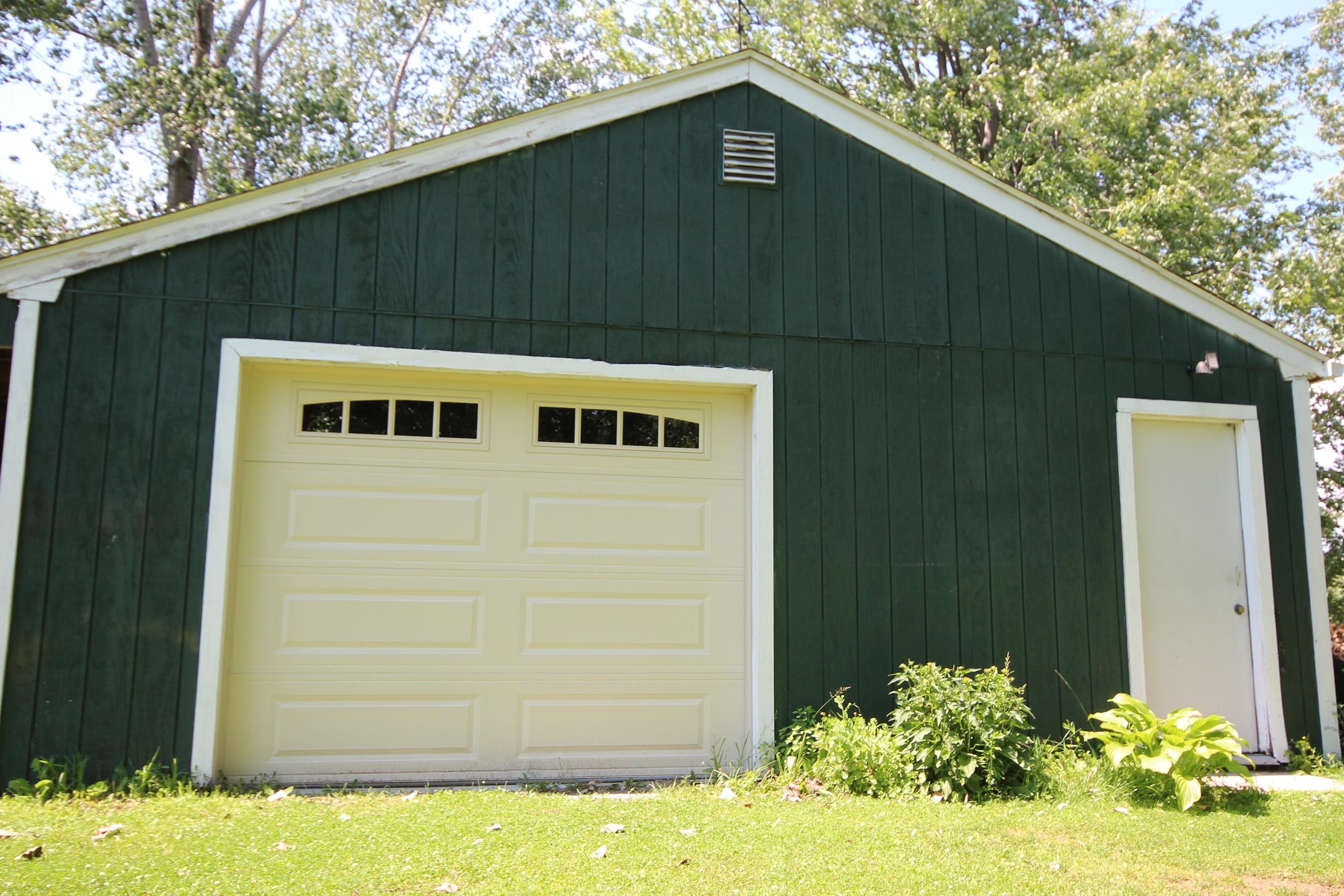 9x7 Raised Panel Garage Door (Almond) w-Madison Decorative Inserts